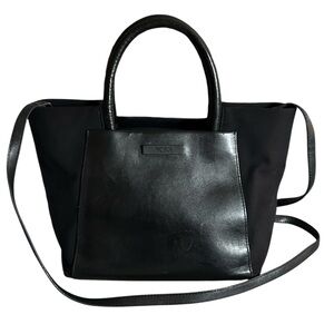 Tumi Black Leather & Nylon Shoulder Tote